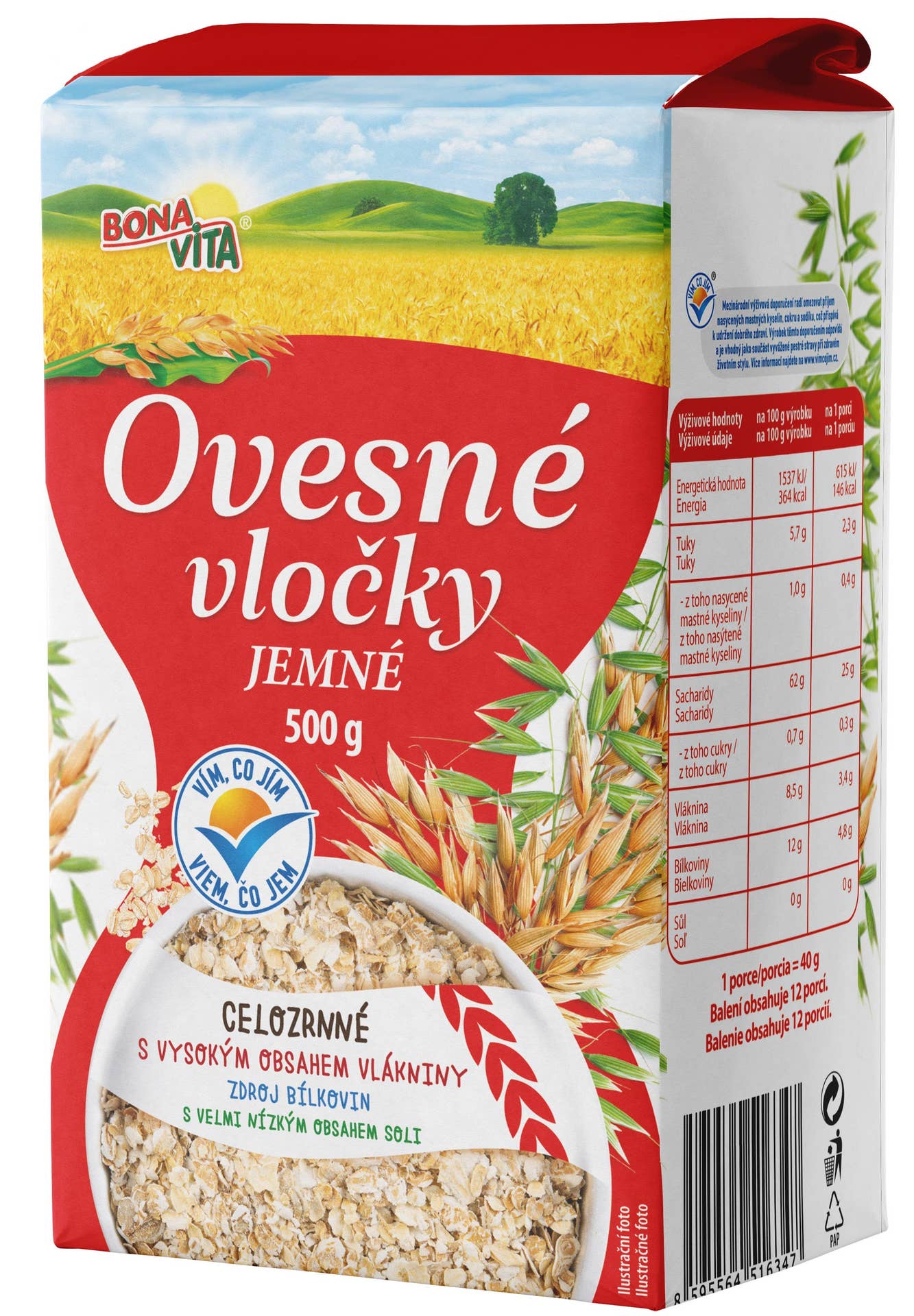 Bonavita Ovesné vločky jemné celozrnné