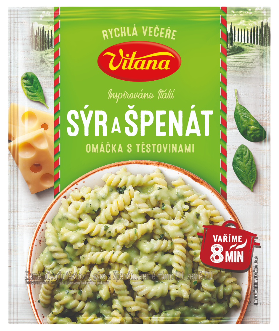 Vitana Omáčka s těstovinami, sýr a špenát
