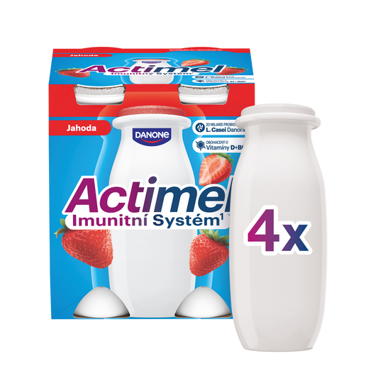 Actimel Probiotický jogurtový nápoj s vitamíny jahoda 4x100g