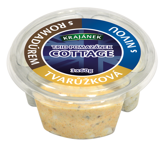 Krajánek TRIO pomazánek cottage sýrový mix (s romadurem, s nivou, tvarůžková),  3x60g
